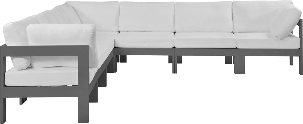 Nizuc - Outdoor Patio 7 Piece Modular Sectional With Gray Frame