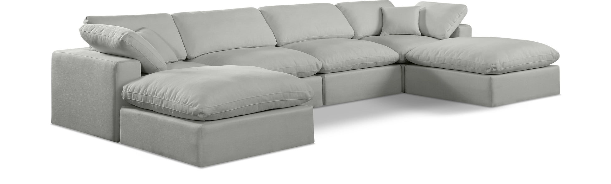 Comfy - 6 Piece Linen Modular Double Chaise Sectional
