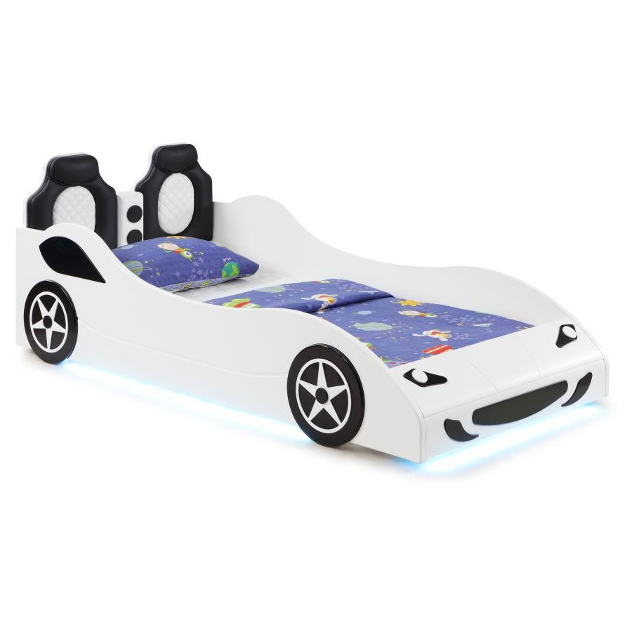Cruiser - Wood LED Race Car Bed And 7" Mattress
