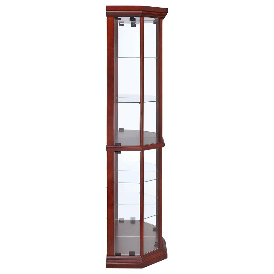 Appledale - 6-Shelf Corner Curio Display Cabinet - Medium Brown