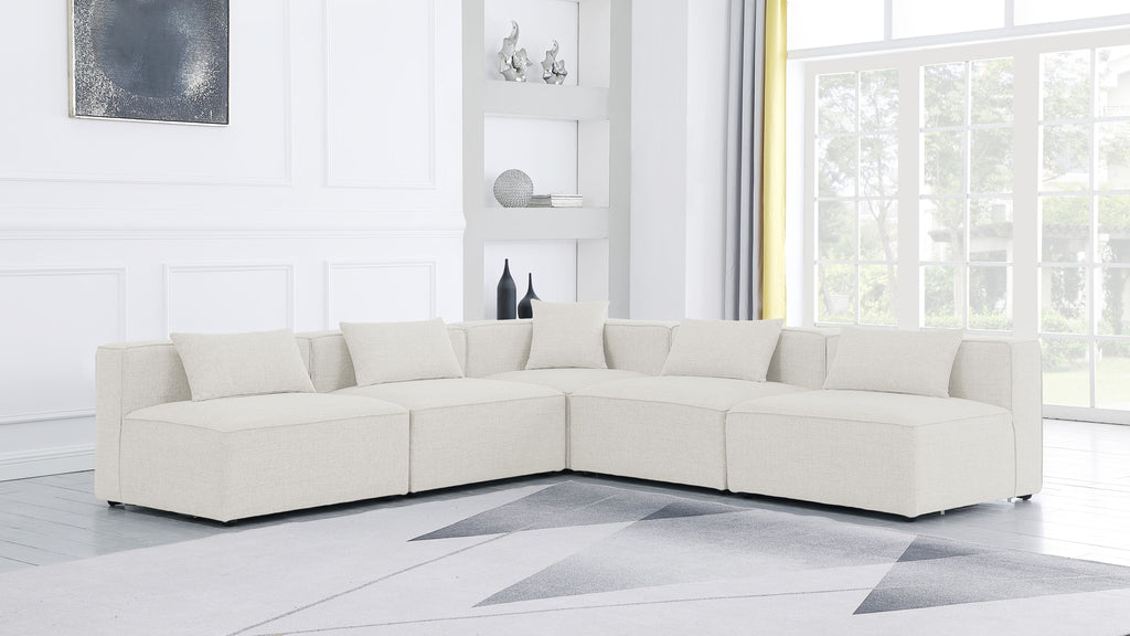 Cube - Linen 5 Piece Modular Corner Armless Sectional