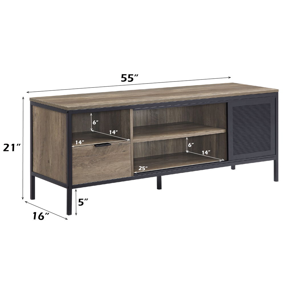 Nantan - TV Stand - Rustic Oak & Black Finish - 21"