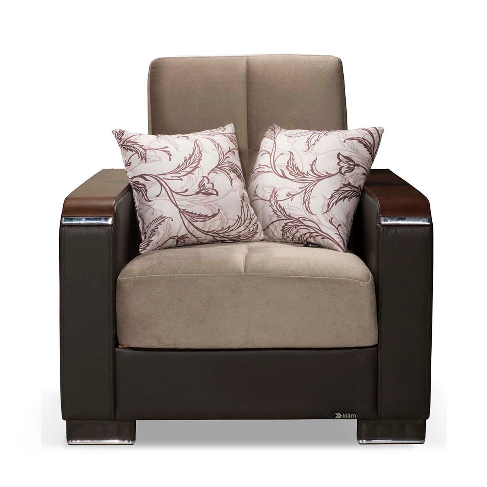 Ottomanson Armada X - Upholstered Convertible Wood Trimmed Armchair With Storage