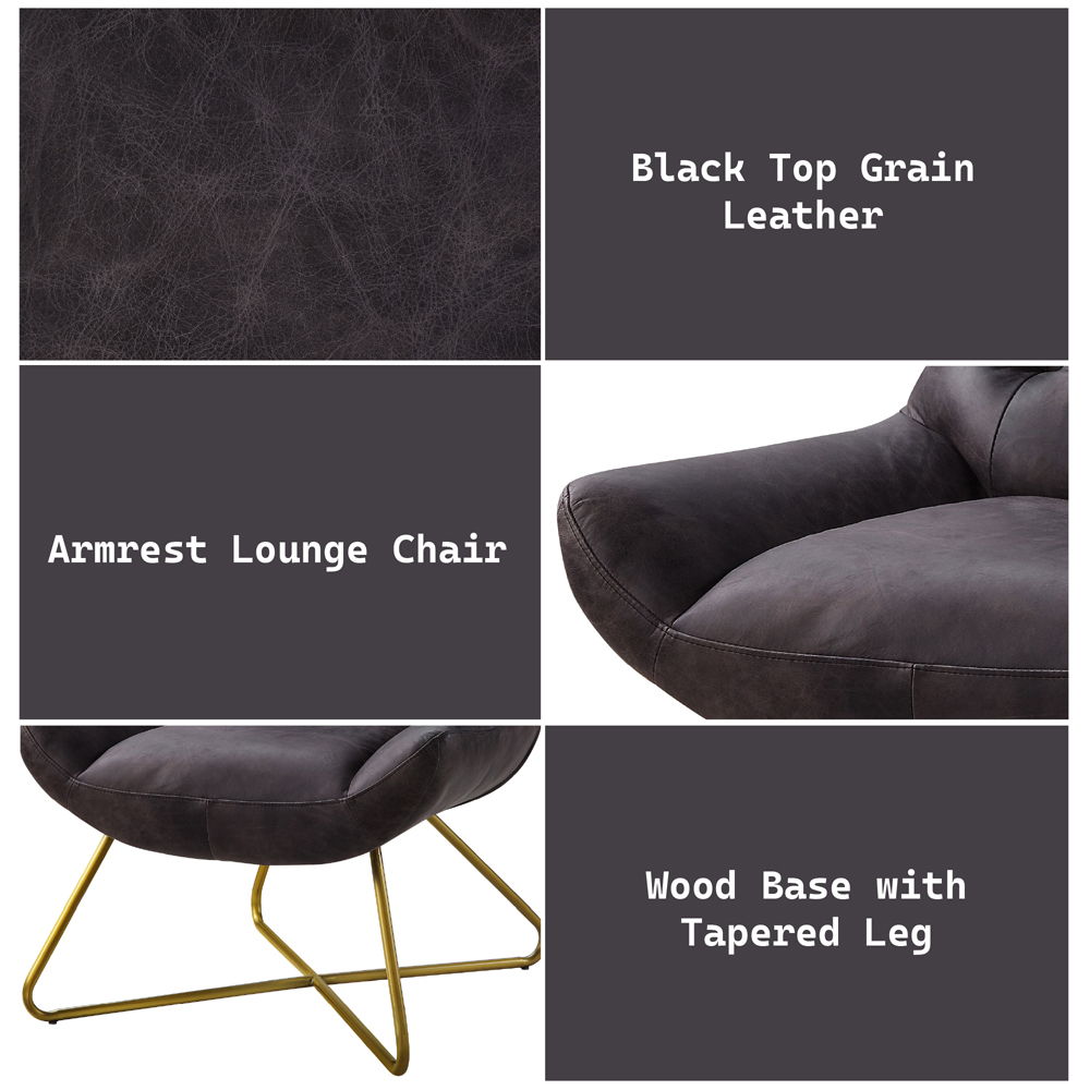 Dhalsim Accent Chair - Antique Ebony Top Grain Leather