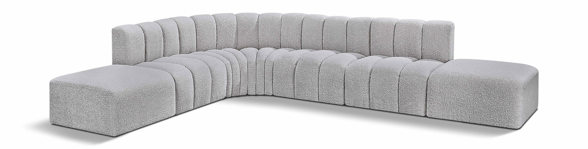 Arc - Boucle Fabric 7 Piece Corner Modular Sofa
