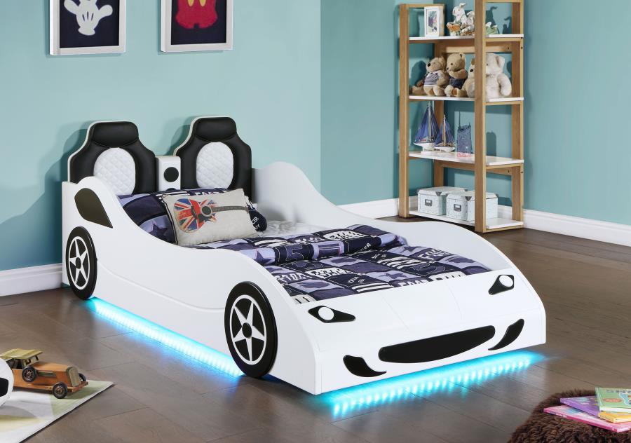 Cruiser - Wood LED Race Car Bed And 7" Mattress