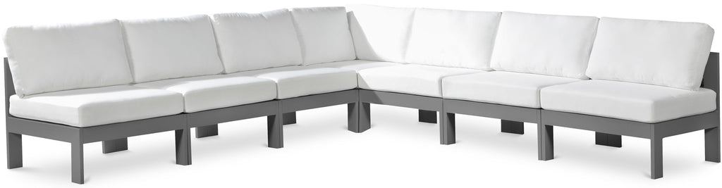 Nizuc - Outdoor Patio 7 Piece Modular Sectional With Gray Frame