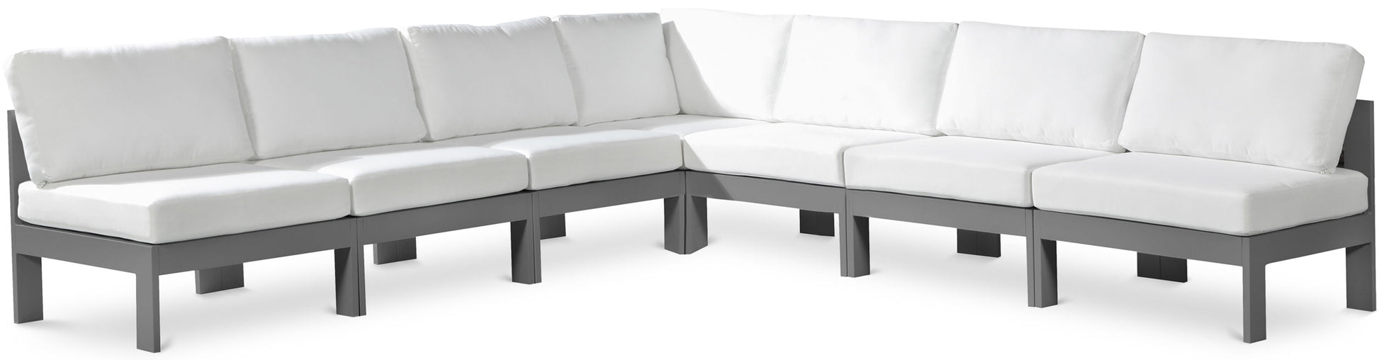 Nizuc - Outdoor Patio 7 Piece Modular Sectional With Gray Frame
