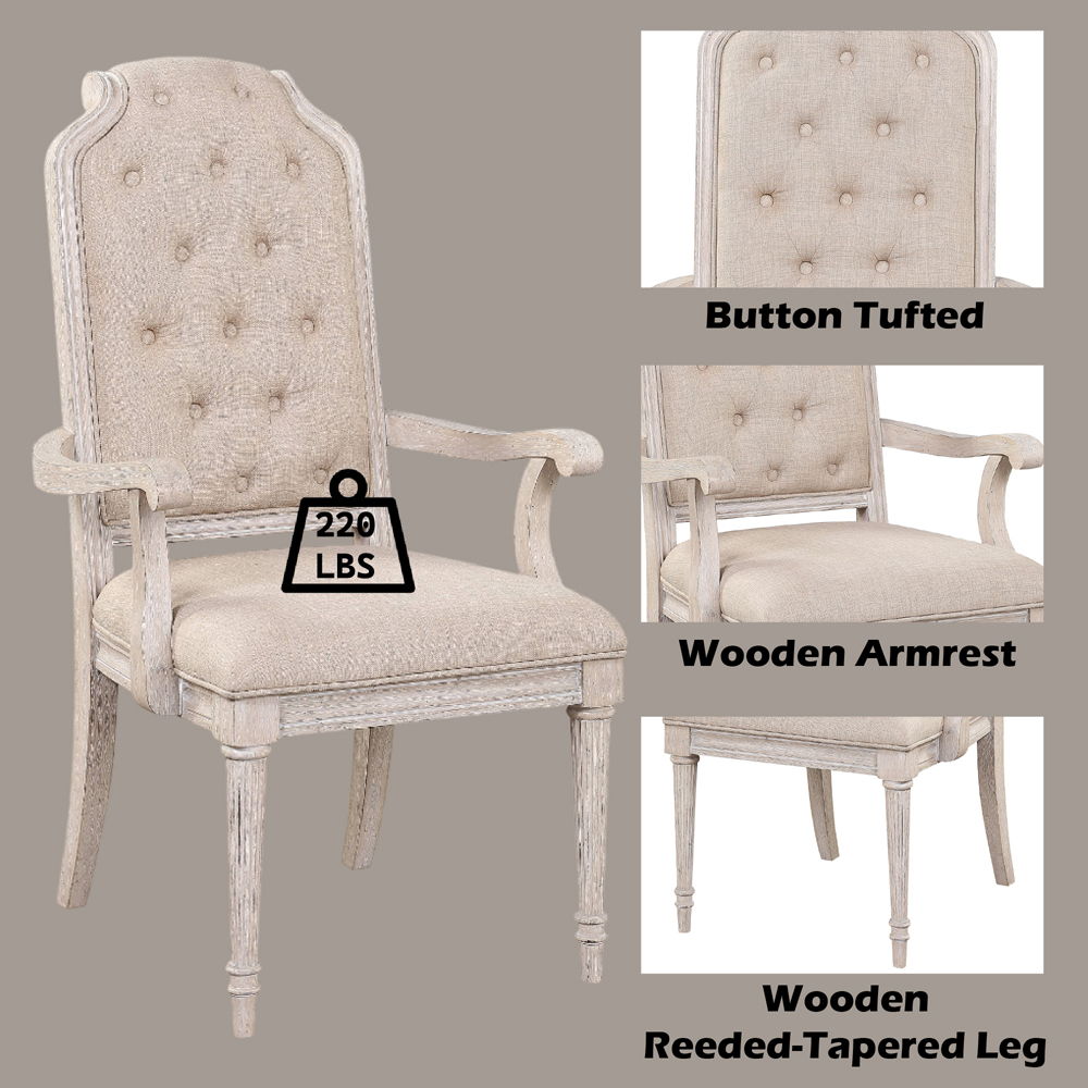 Wynsor - Chair (Set of 2) - Fabric & Antique Champagne