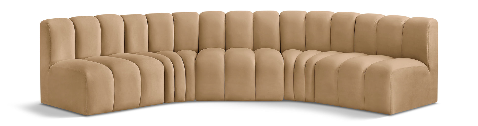 Arc - Velvet 5 Piece U-Shaped Modular Sofa