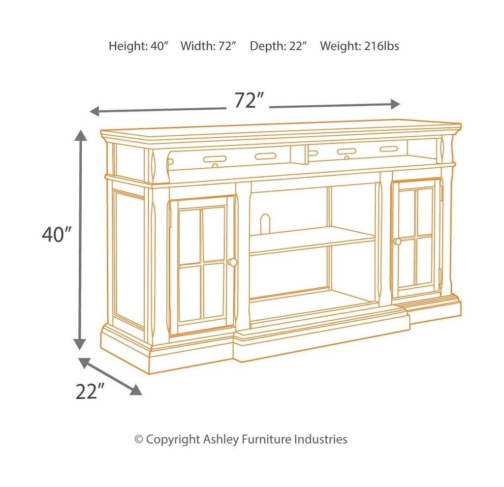 Roddinton - Dark Brown - 2 Pc. - 74" TV Stand with Electric Infrared Fireplace Insert