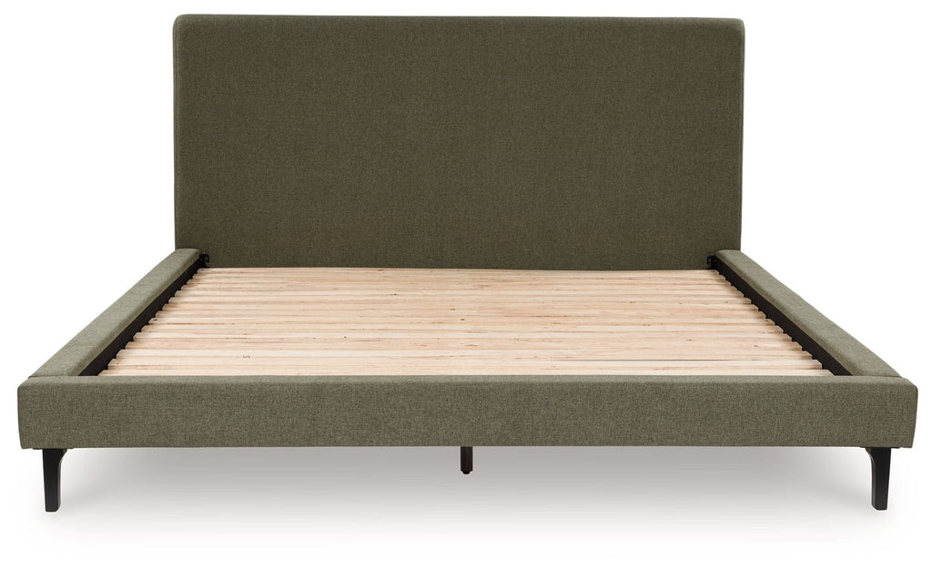Chirason - Sage Green - California King Upholstered Bed With Roll Slats