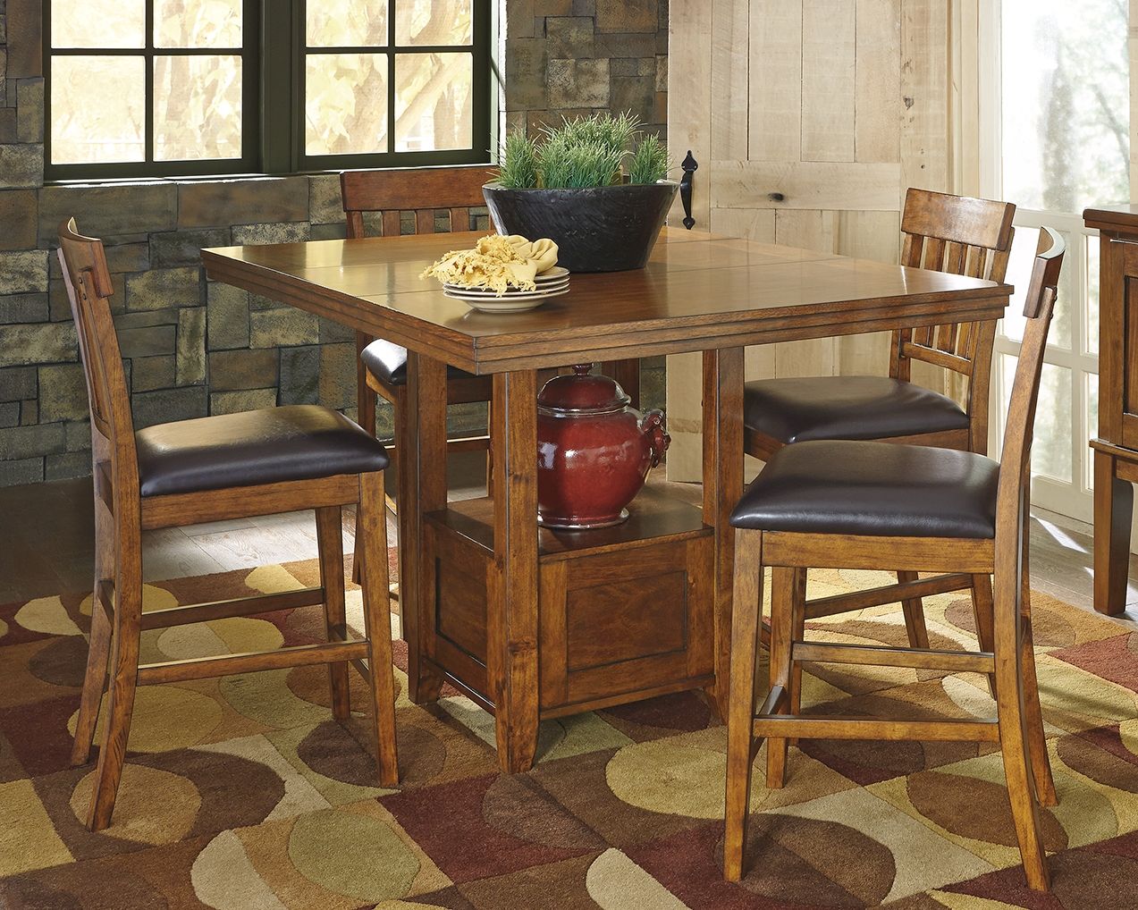 Ralene - Medium Brown - Rectangular Dining Room Counter Extension Table
