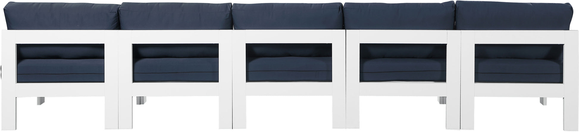 Nizuc - Outdoor Patio 5 Seat Modular Armless Sofa With White Frame