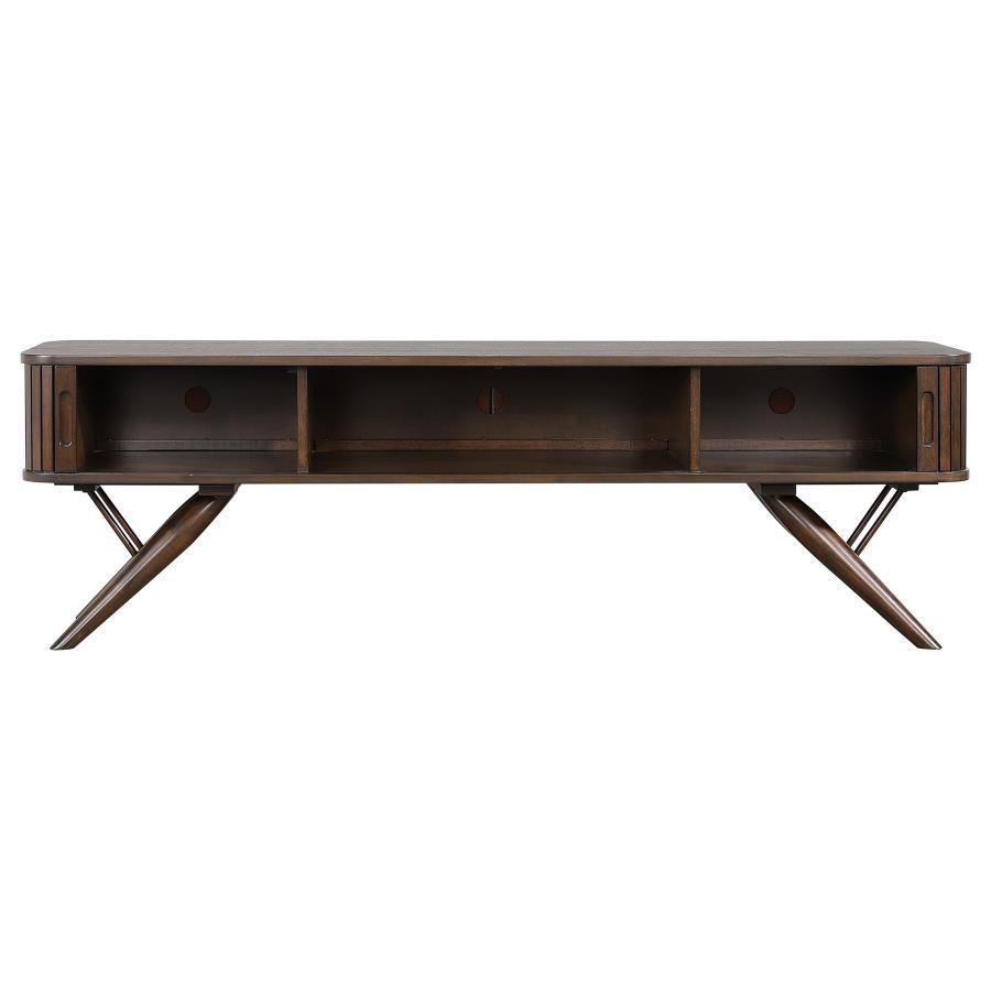 Valna - Wood TV Stand With Sliding Doors - Walnut