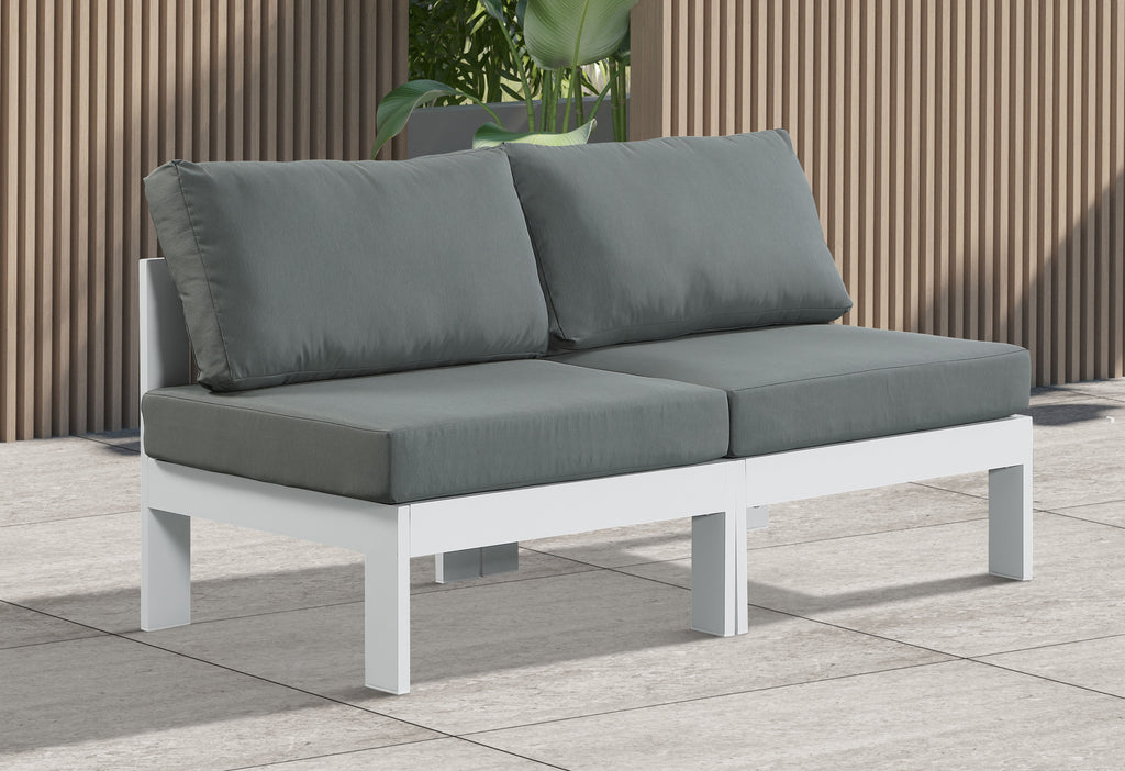 Nizuc - Outdoor Patio 2 Seat Armless Modular Sofa With White Frame