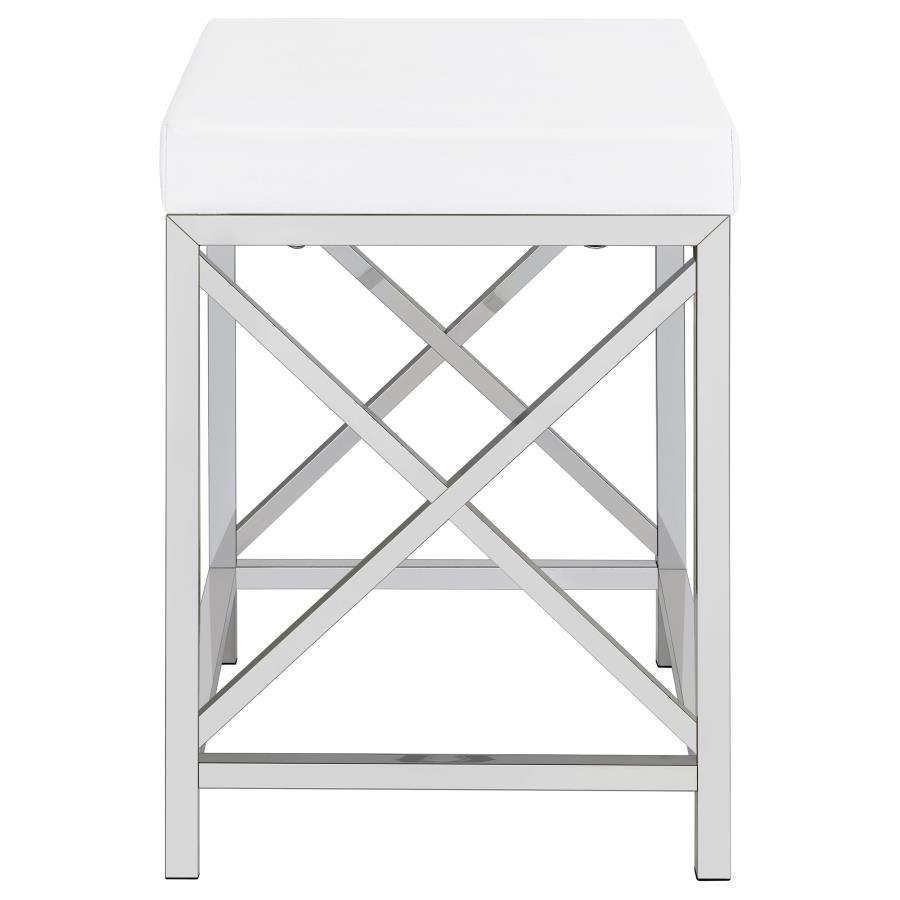 Eliza - Vanity Set With Lighting & Stool - White And Chrome