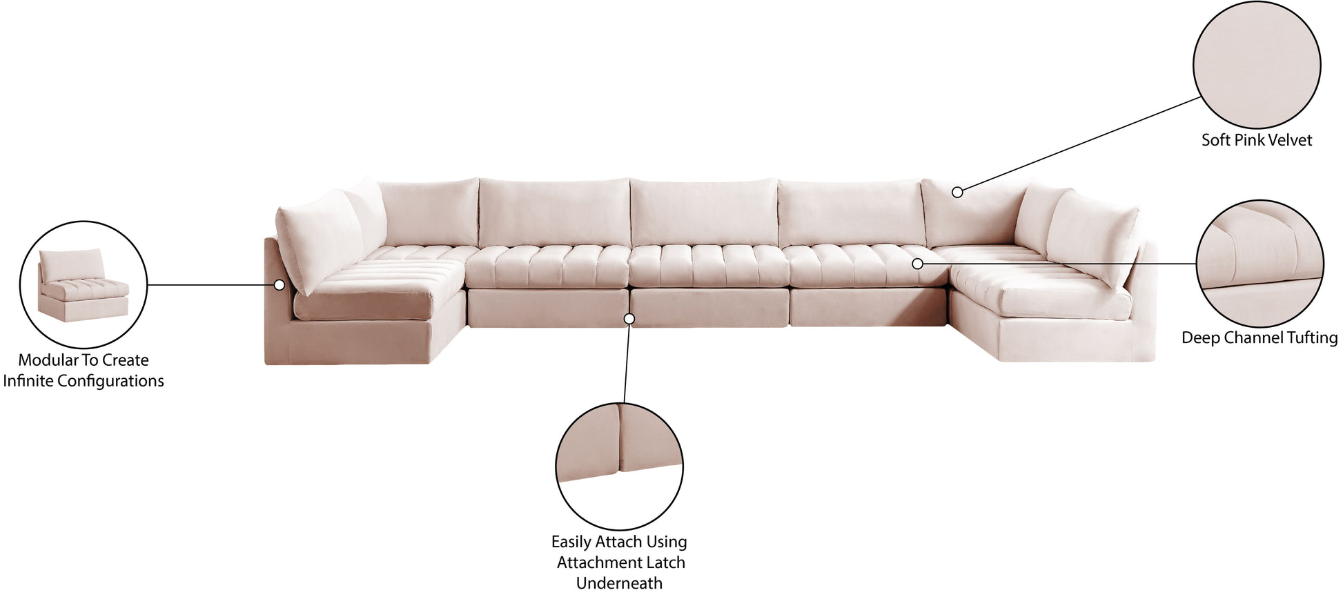 Jacob - Modular U-Shaped Sectional 7 Piece