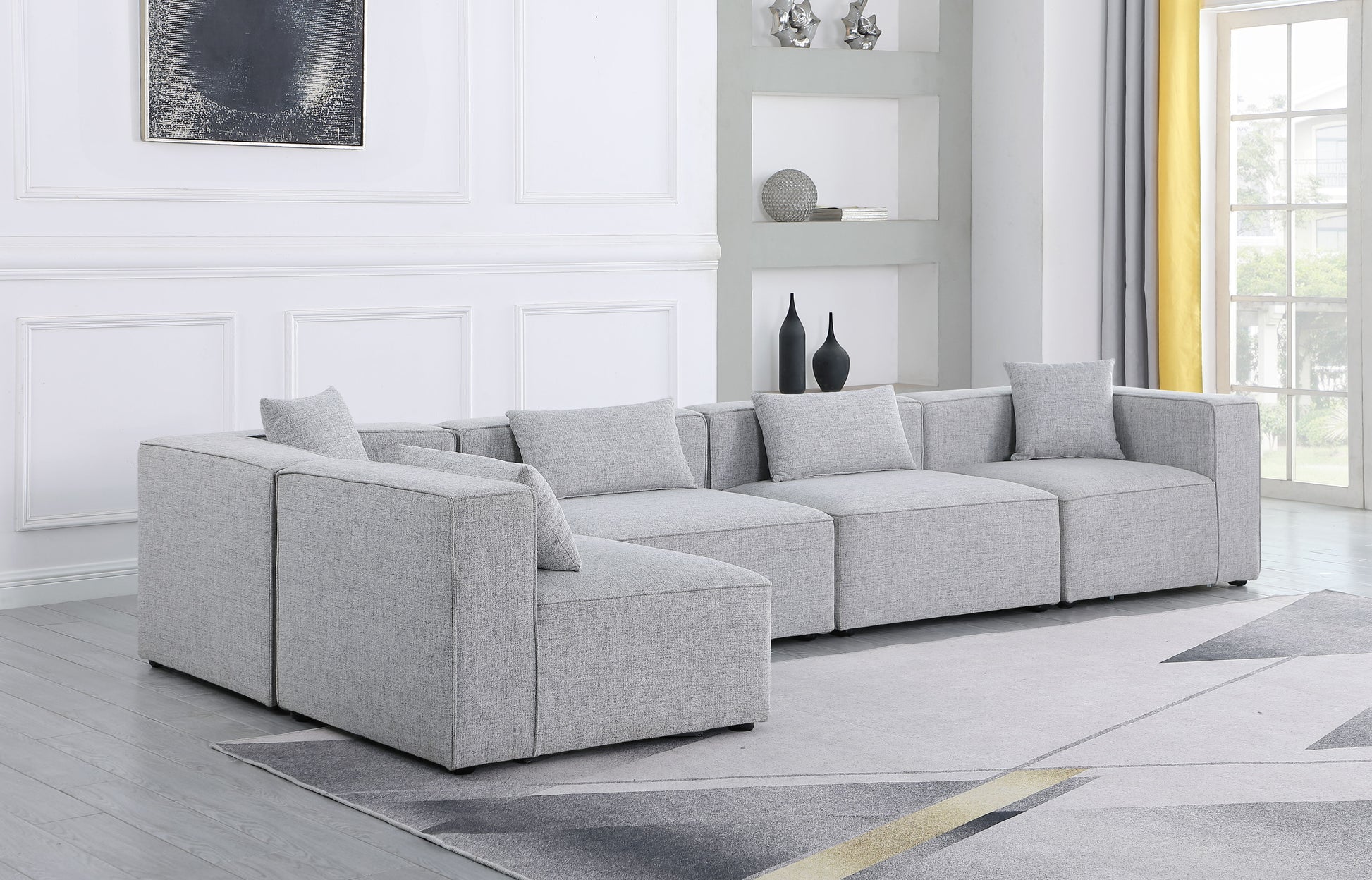Cube - Linen 5 Piece Modular Sectional