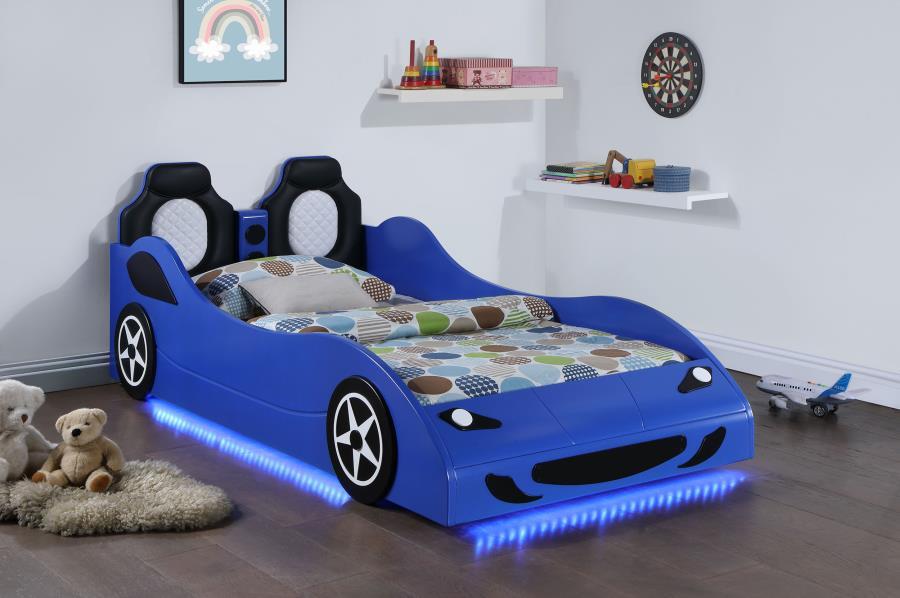 Cruiser - Wood LED Race Car Bed And 7" Mattress