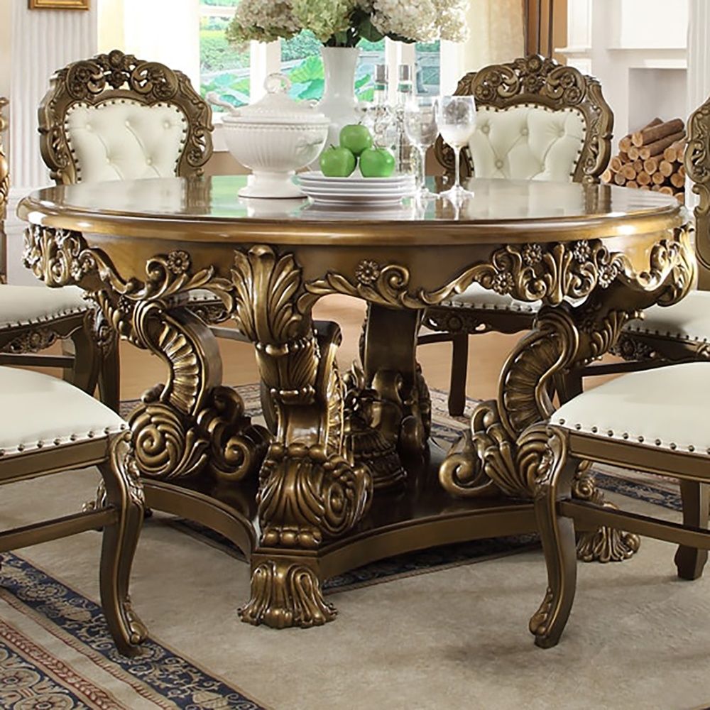 HD-8008 - 5 Piece Dining Table Set - Bronze