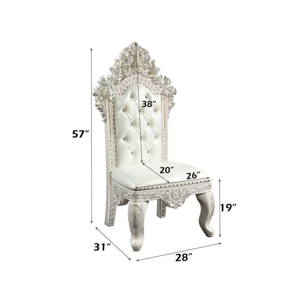 Adara - Side Chair (Set of 2) - White PU & Antique White Finish