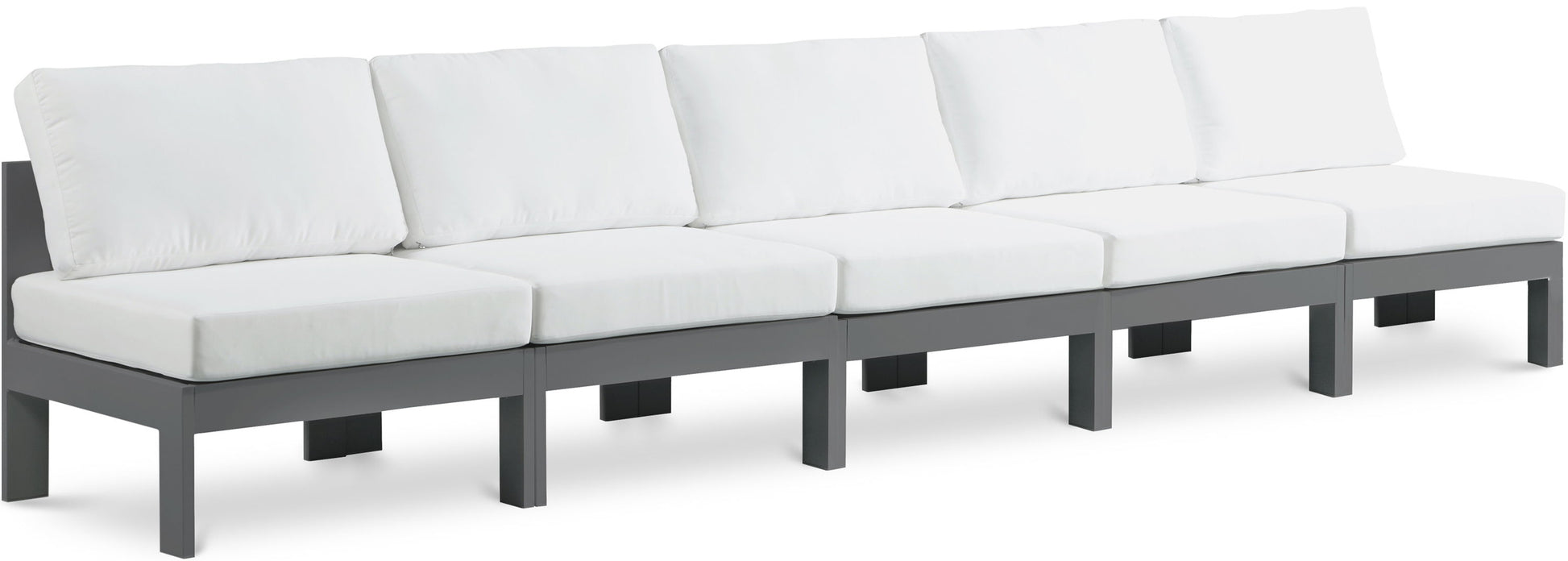 Nizuc - Outdoor Patio 5 Seat Modular Armless Sofa With Gray Frame