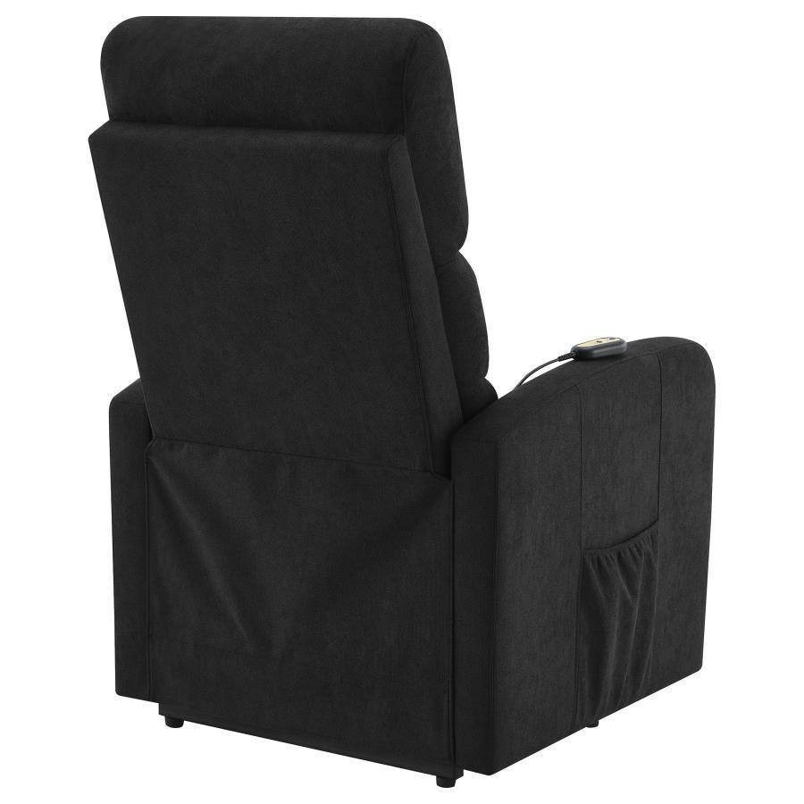 Amsdell - Upholstered Power Lift Recliner With Remote - Black