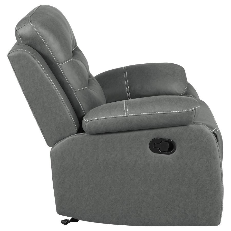 Nova - Upholstered Padded Arm Glider Recliner - Dark Gray