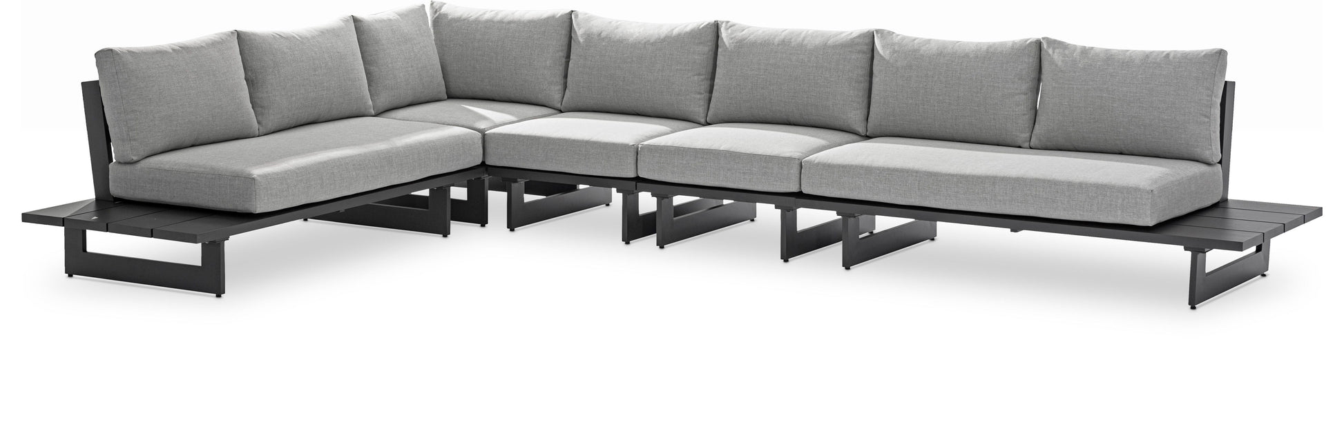 Maldives - 5 Piece Water Resistant Outdoor Patio Modular Sectional With Gray Base
