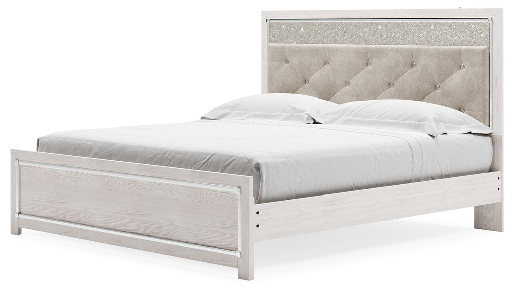 Altyra - White - King Panel Bed With Upholstered Headboard
