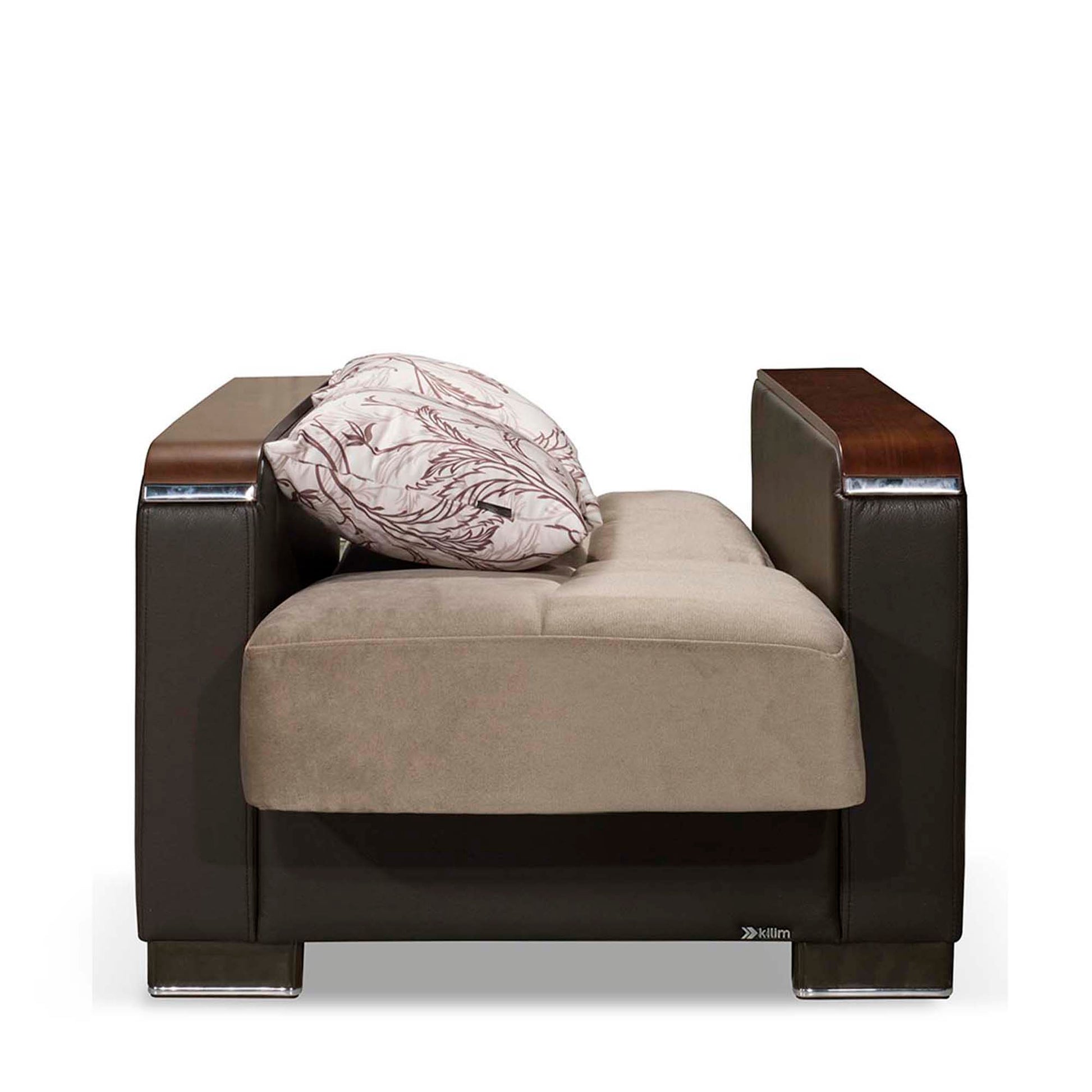 Ottomanson Armada X - Upholstered Convertible Wood Trimmed Armchair With Storage