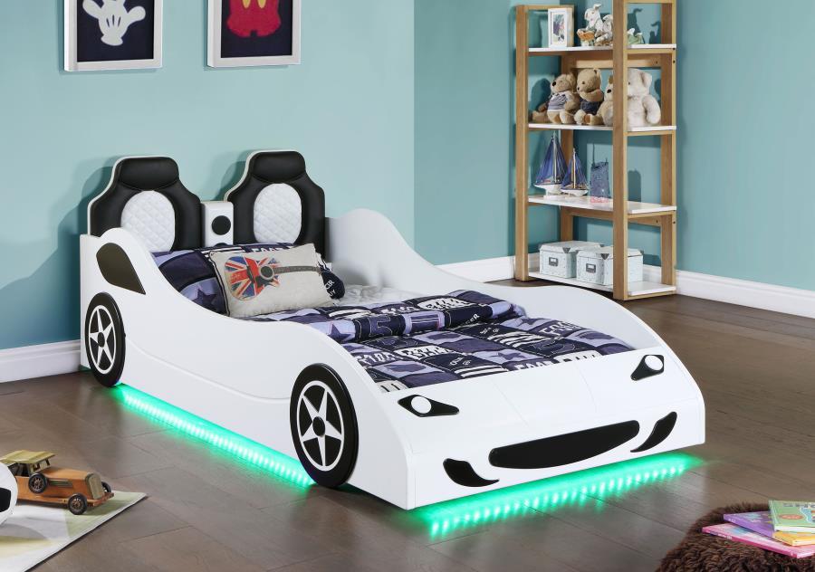 Cruiser - Wood LED Race Car Bed And 7" Mattress