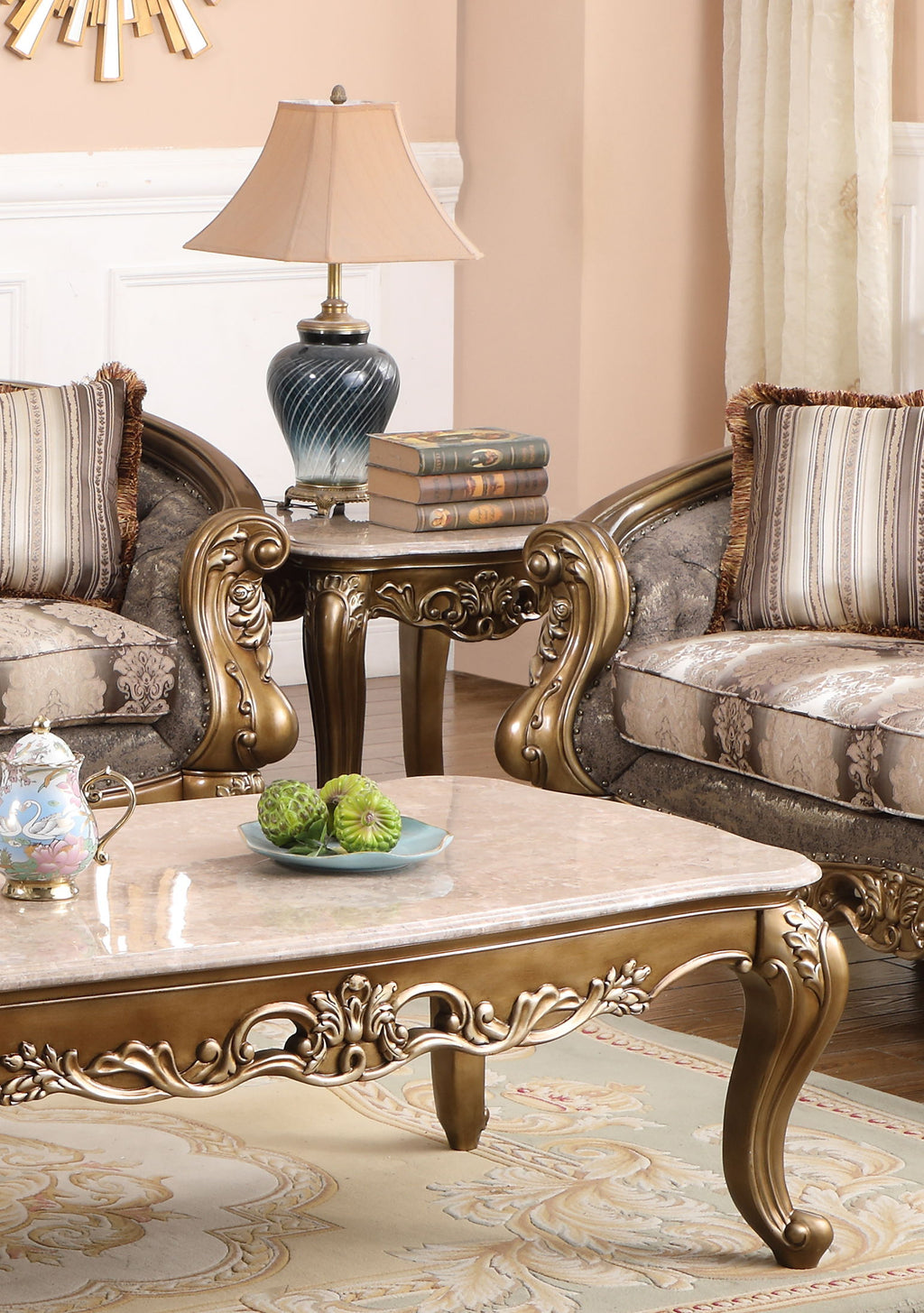 Amelia - 5 Pieces Living Room Set - Gold