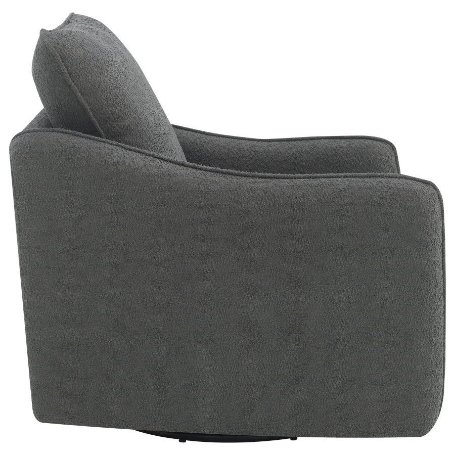 Madia - Upholstered Sloped Arm Swivel Glider Chair - Charcoal