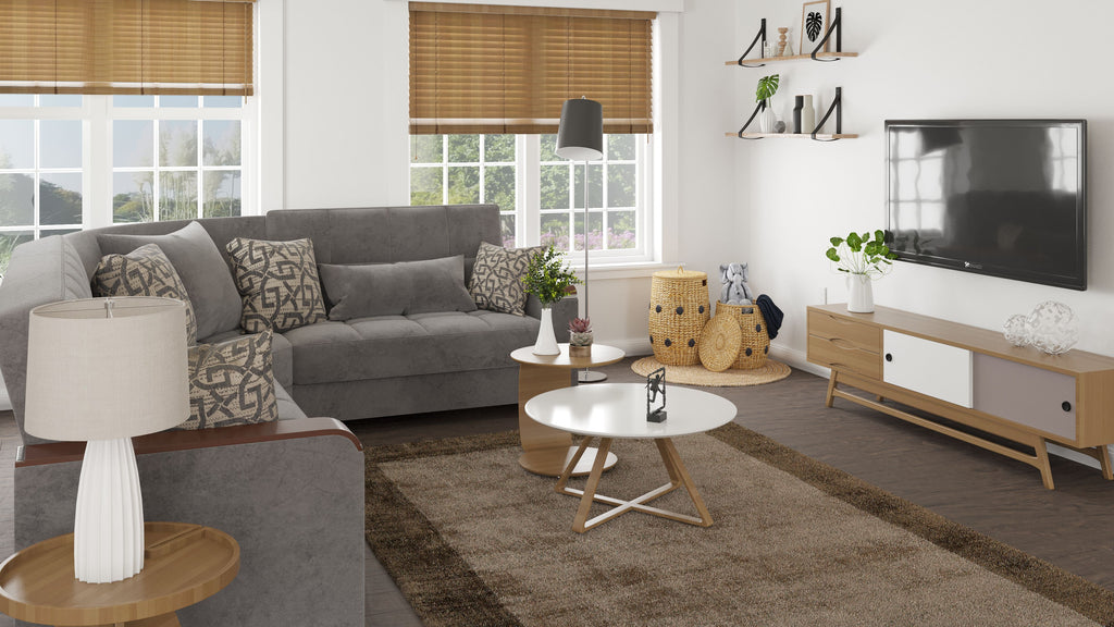 Ottomanson Armada X - Upholstered Convertible Wood Trimmed Sectional With Storage - Microfiber