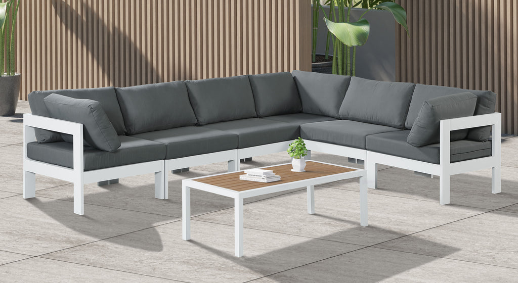 Nizuc - Outdoor Patio 6 Piece Modular Sectional With White Frame