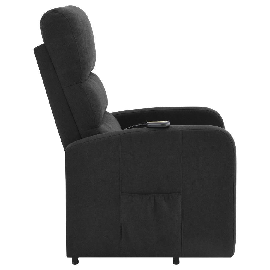 Amsdell - Upholstered Power Lift Recliner With Remote - Black