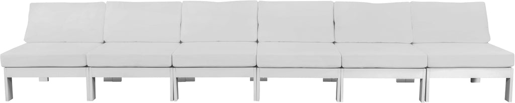 Nizuc - Outdoor Patio 6 Seat Armless Modular Sofa With White Frame