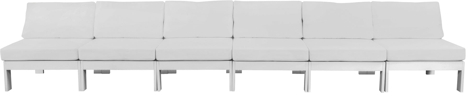 Nizuc - Outdoor Patio 6 Seat Armless Modular Sofa With White Frame