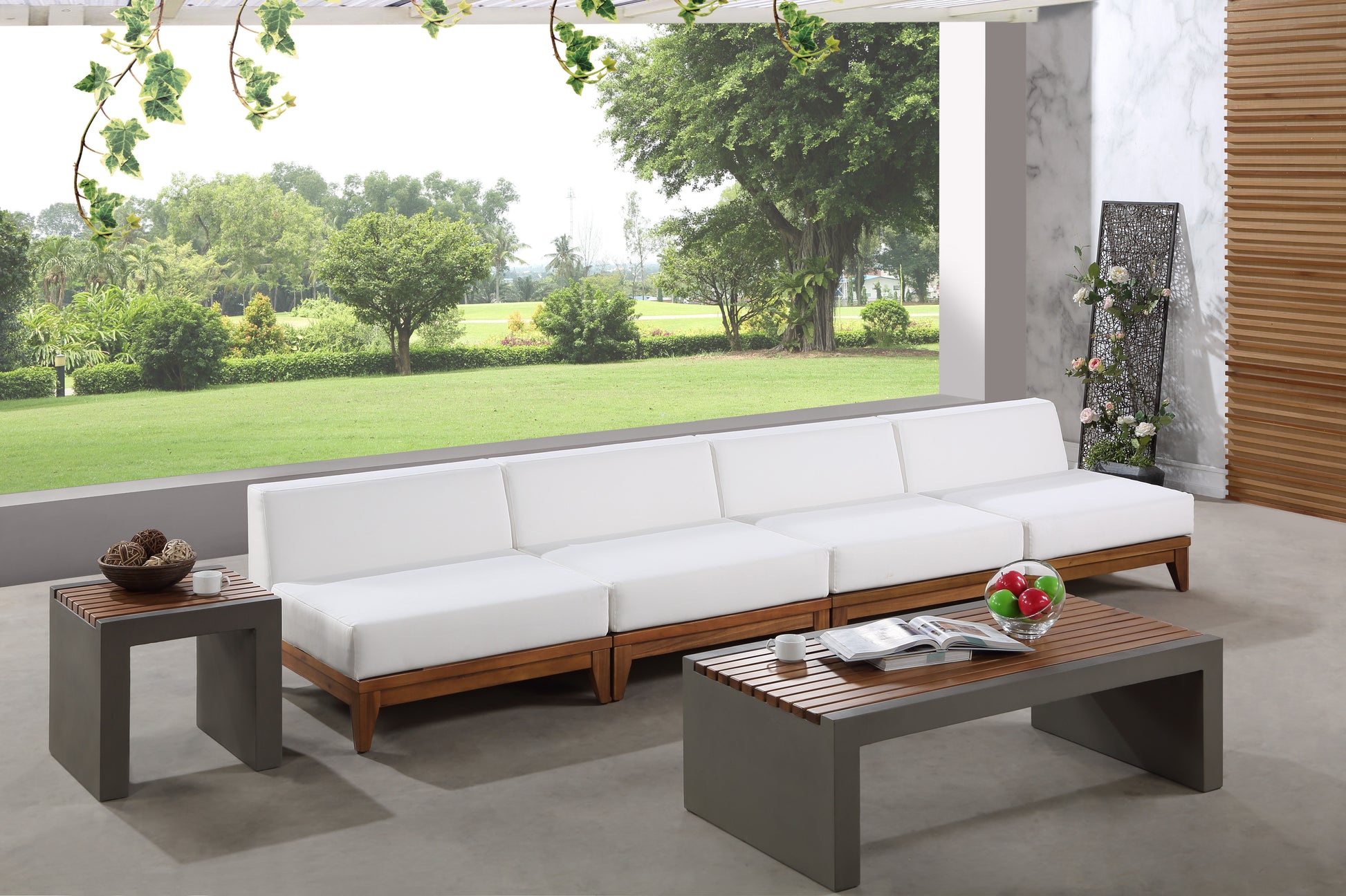 Rio - 4 Seat Modular Armless Sofa - Off White