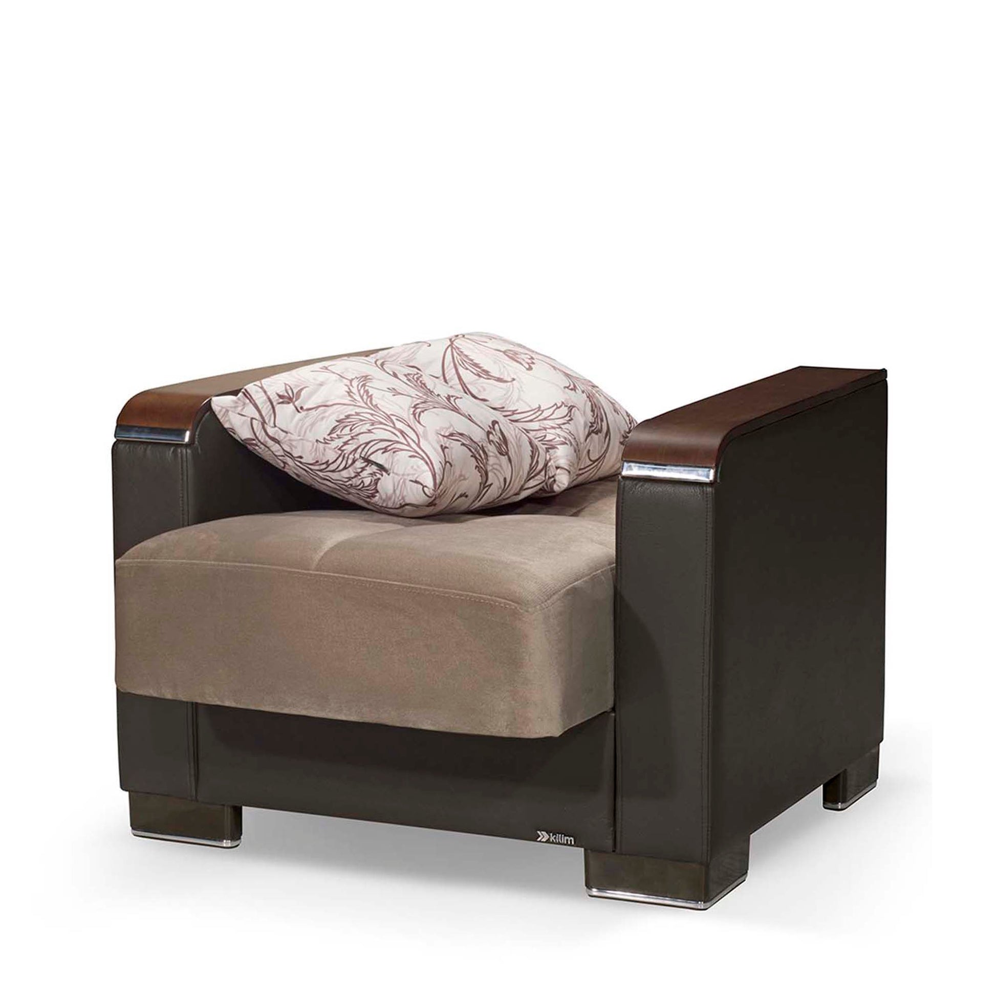 Ottomanson Armada X - Upholstered Convertible Wood Trimmed Armchair With Storage