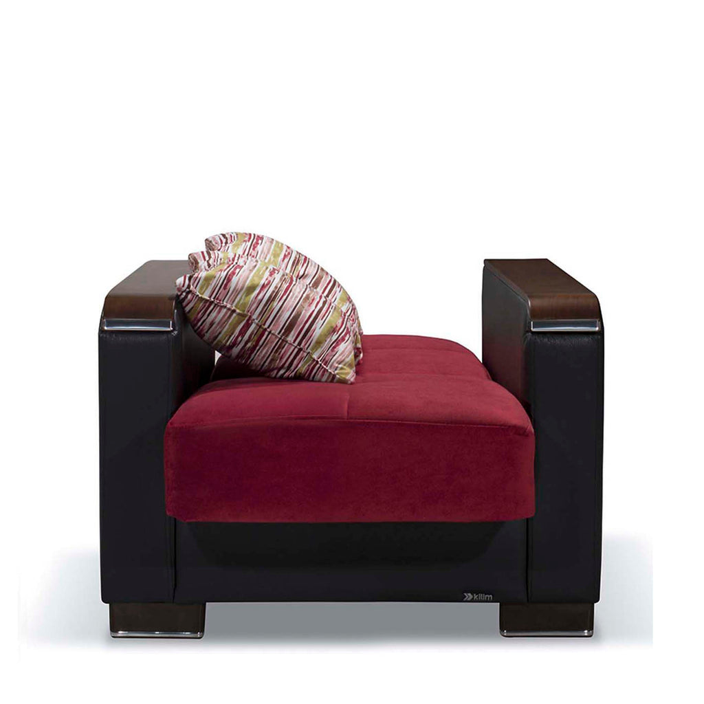 Ottomanson Armada X - Upholstered Convertible Wood Trimmed Armchair With Storage - Microfiber