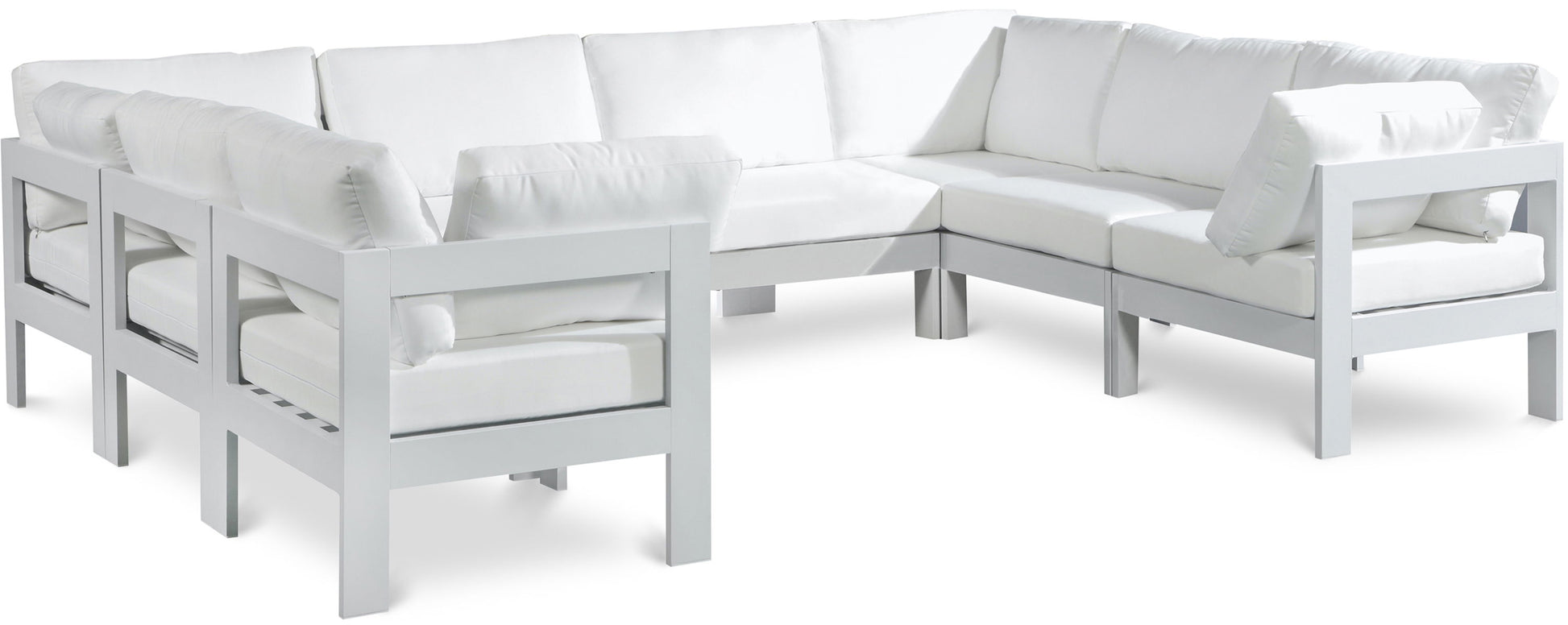 Nizuc - Outdoor Patio 8 Piece Modular Sectional With White Frame