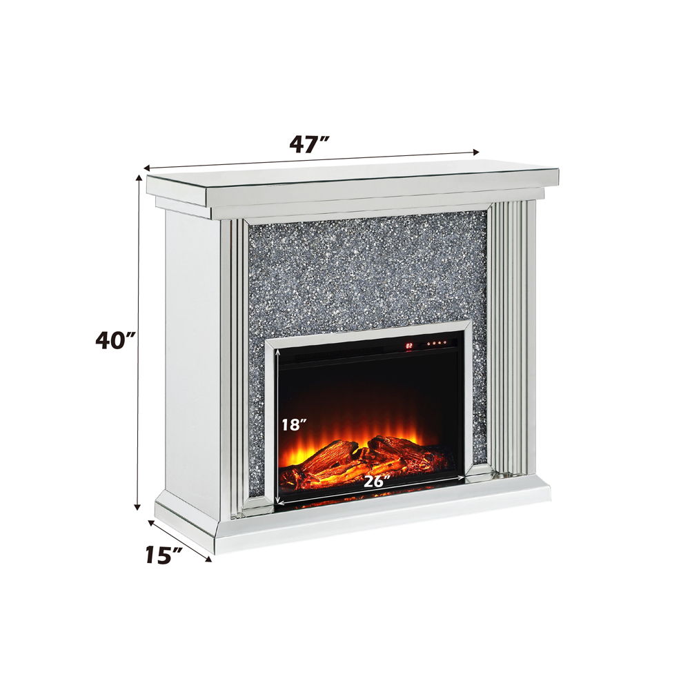 Noralie - Fireplace - Mirrored & Faux Diamonds - 40"