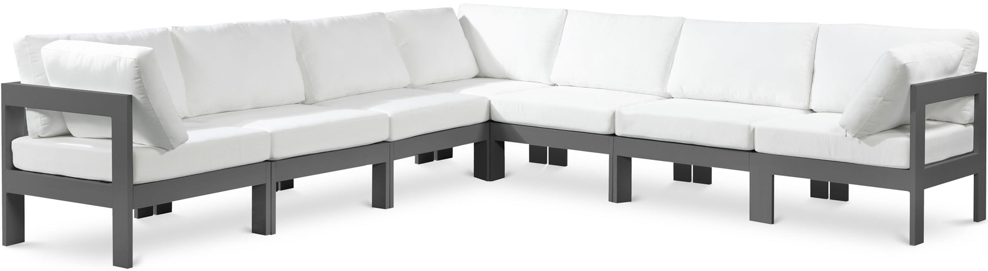 Nizuc - Outdoor Patio 7 Piece Modular Sectional With Gray Frame