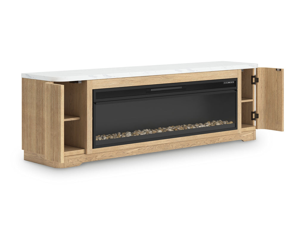 Camdill - Light Brown - 80" TV Stand With Electric Fireplace