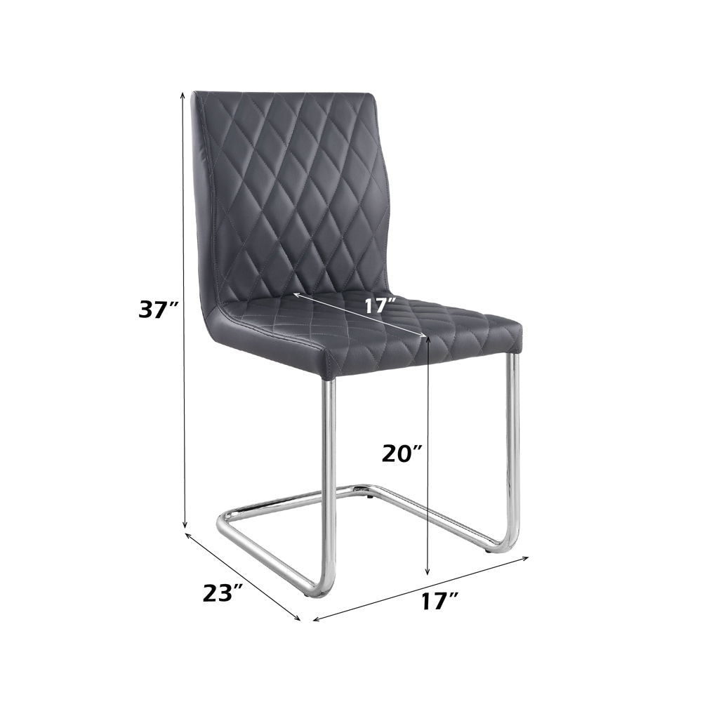 Ansonia - Side Chair (Set of 2) - Gray PU & Chrome