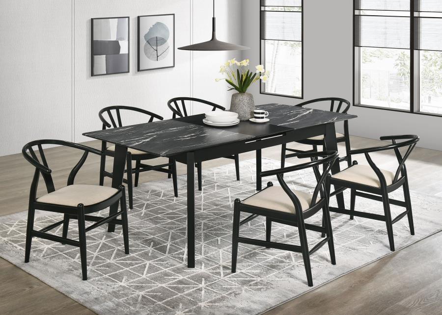 Crestmont - Extension Dining Table Faux Marble - Black