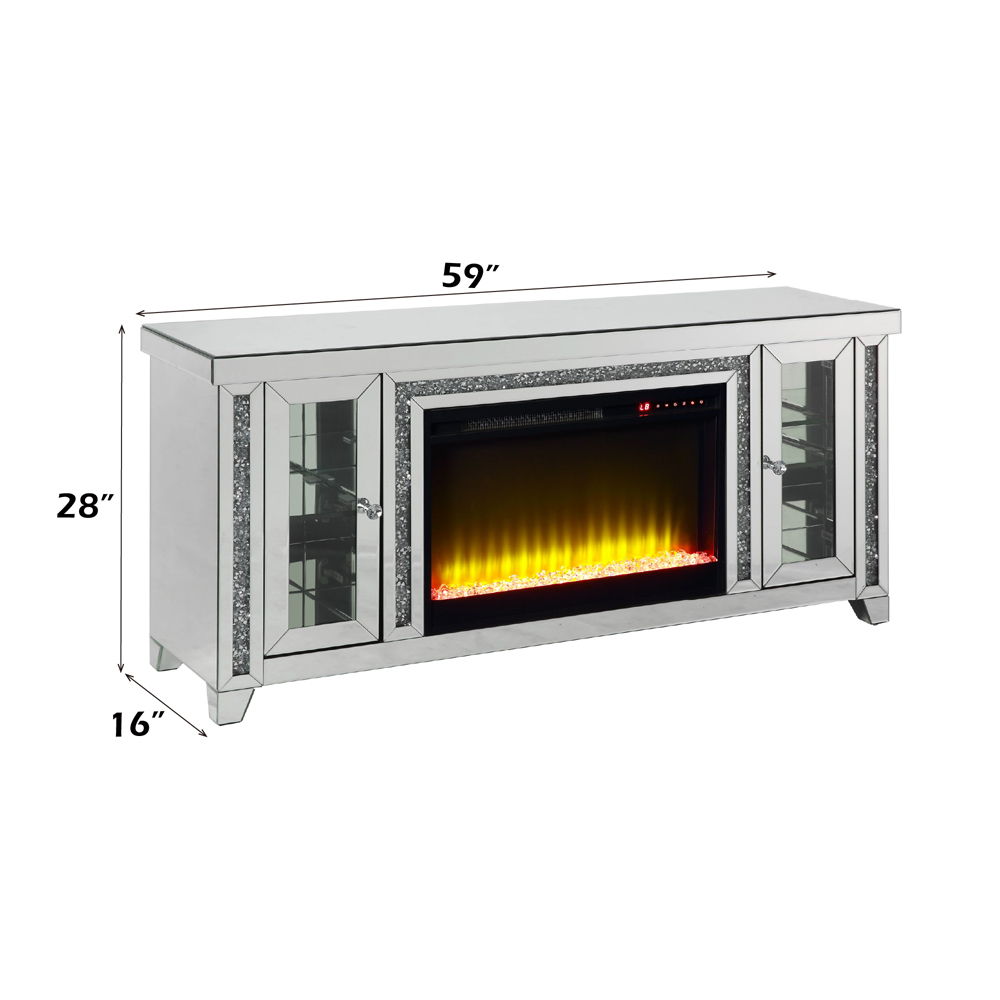 Noralie - TV Stand - Mirrored & Faux Diamonds - Wood